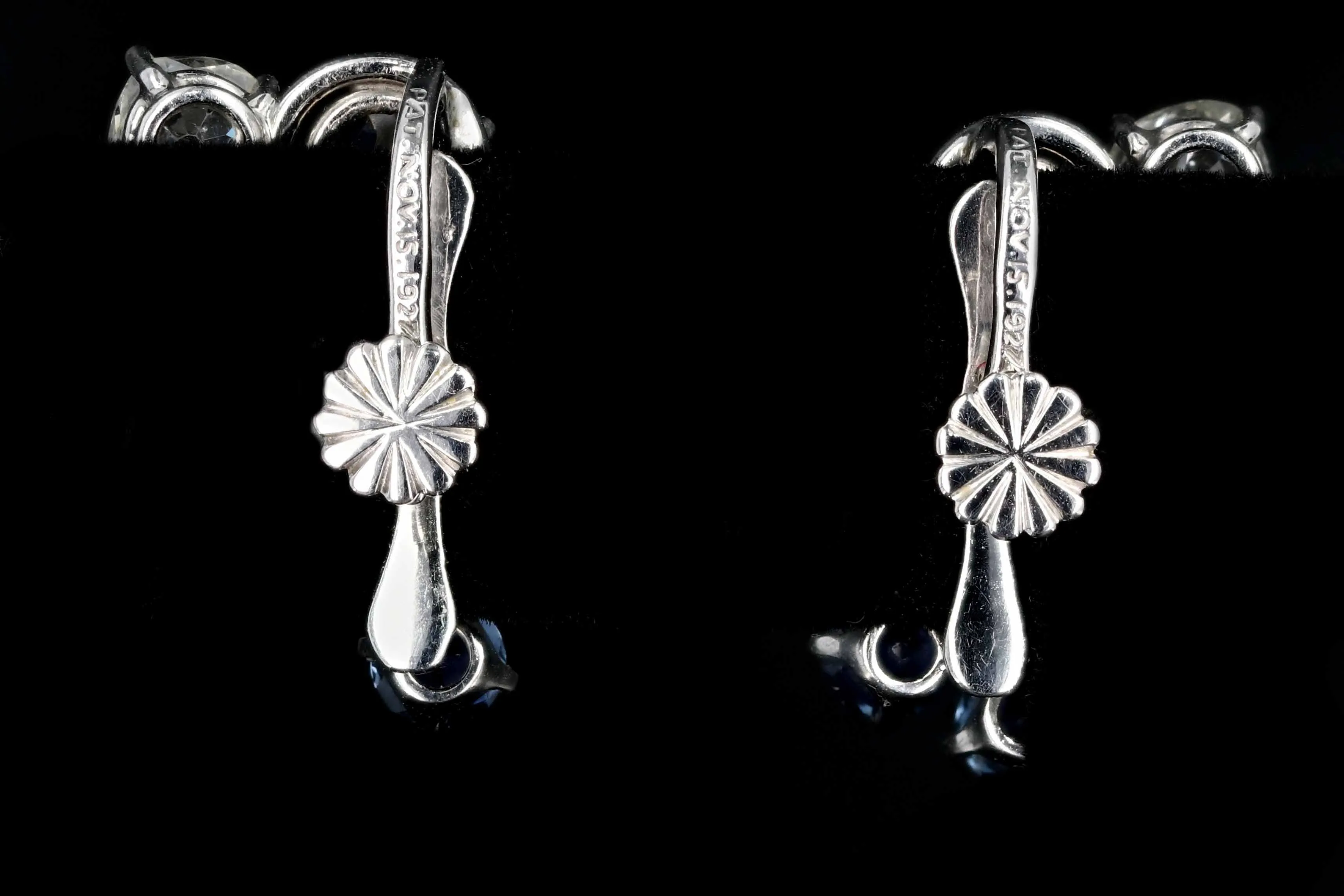 Art Deco Platinum 3.3CTW Old Mine Cut Diamond and 1.7CTW Natural Yogo Gulch Sapphire Earrings