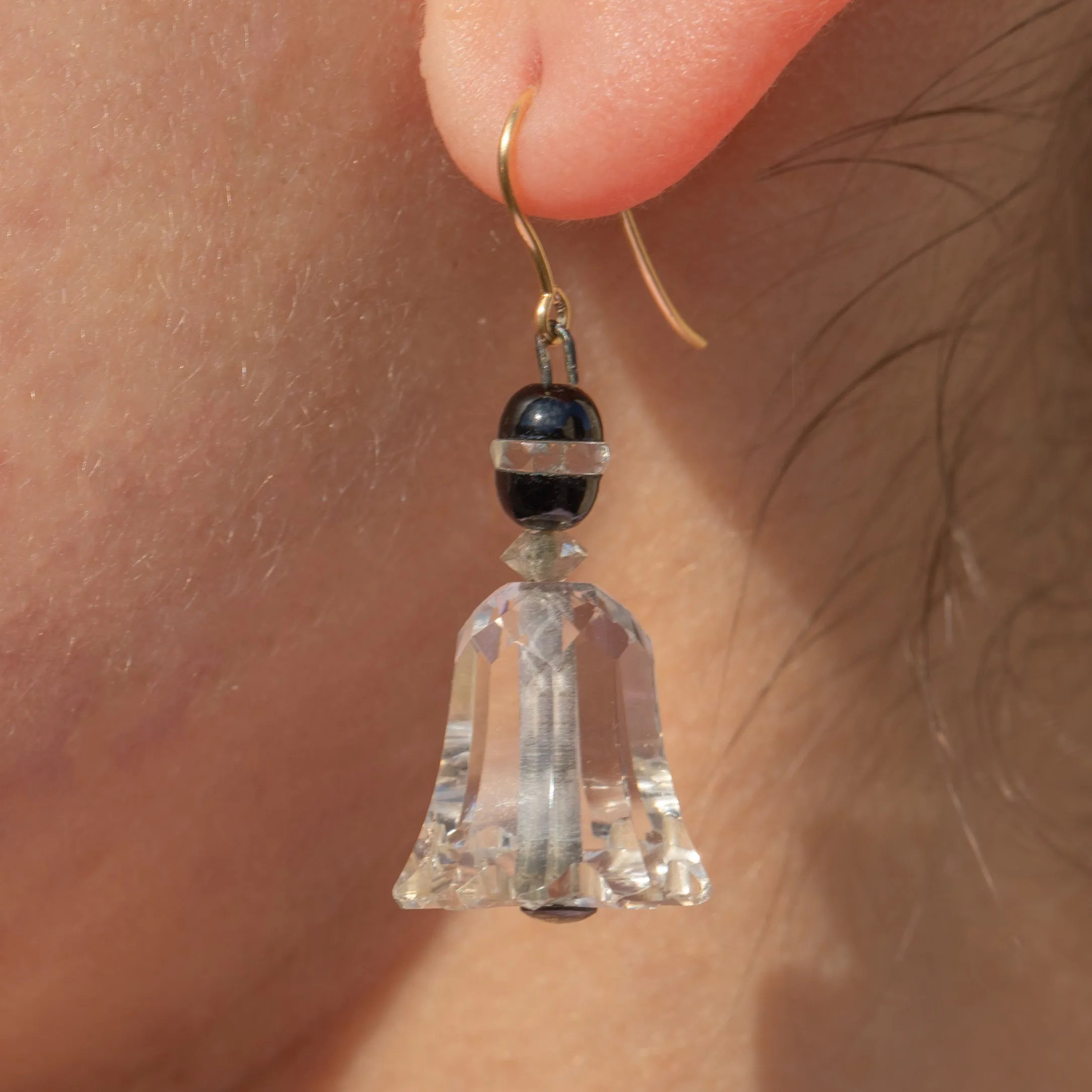 Art Deco Rock Crystal Bell Drop Earrings