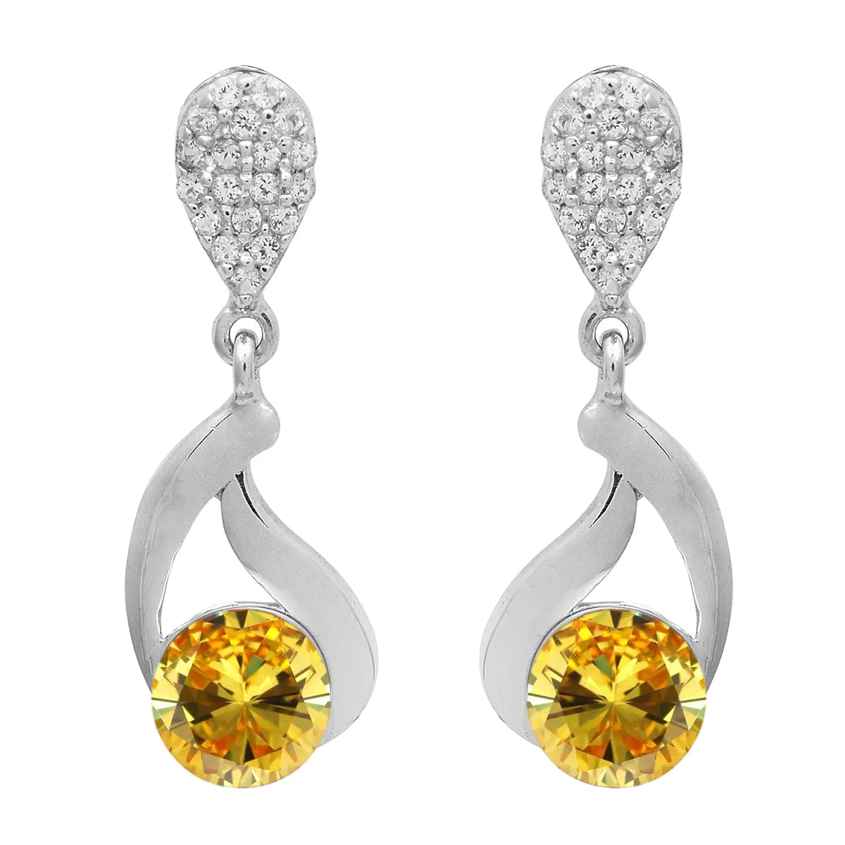Art Deco Round Multi Choice Gemstone 925 Sterling Silver Earring
