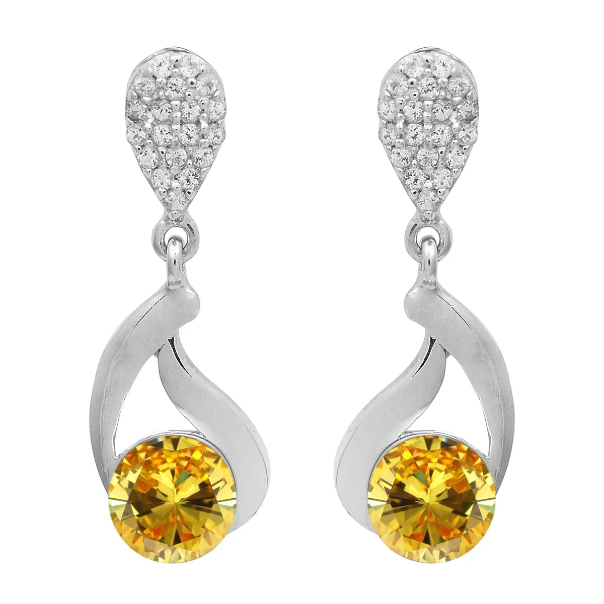 Art Deco Round Multi Choice Gemstone 925 Sterling Silver Earring