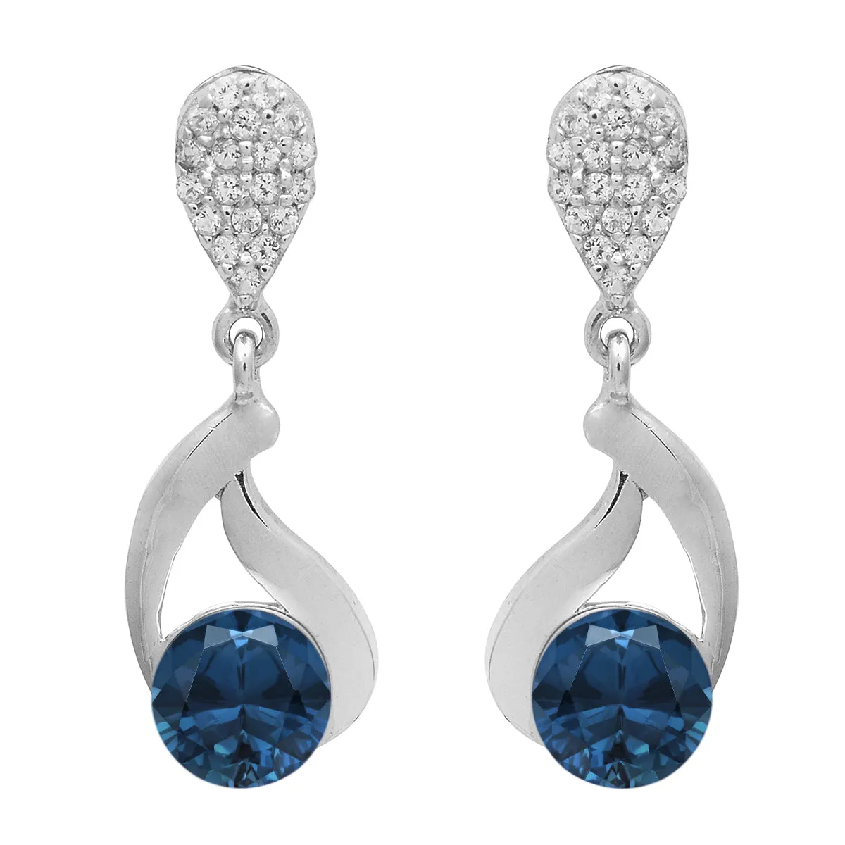 Art Deco Round Multi Choice Gemstone 925 Sterling Silver Earring