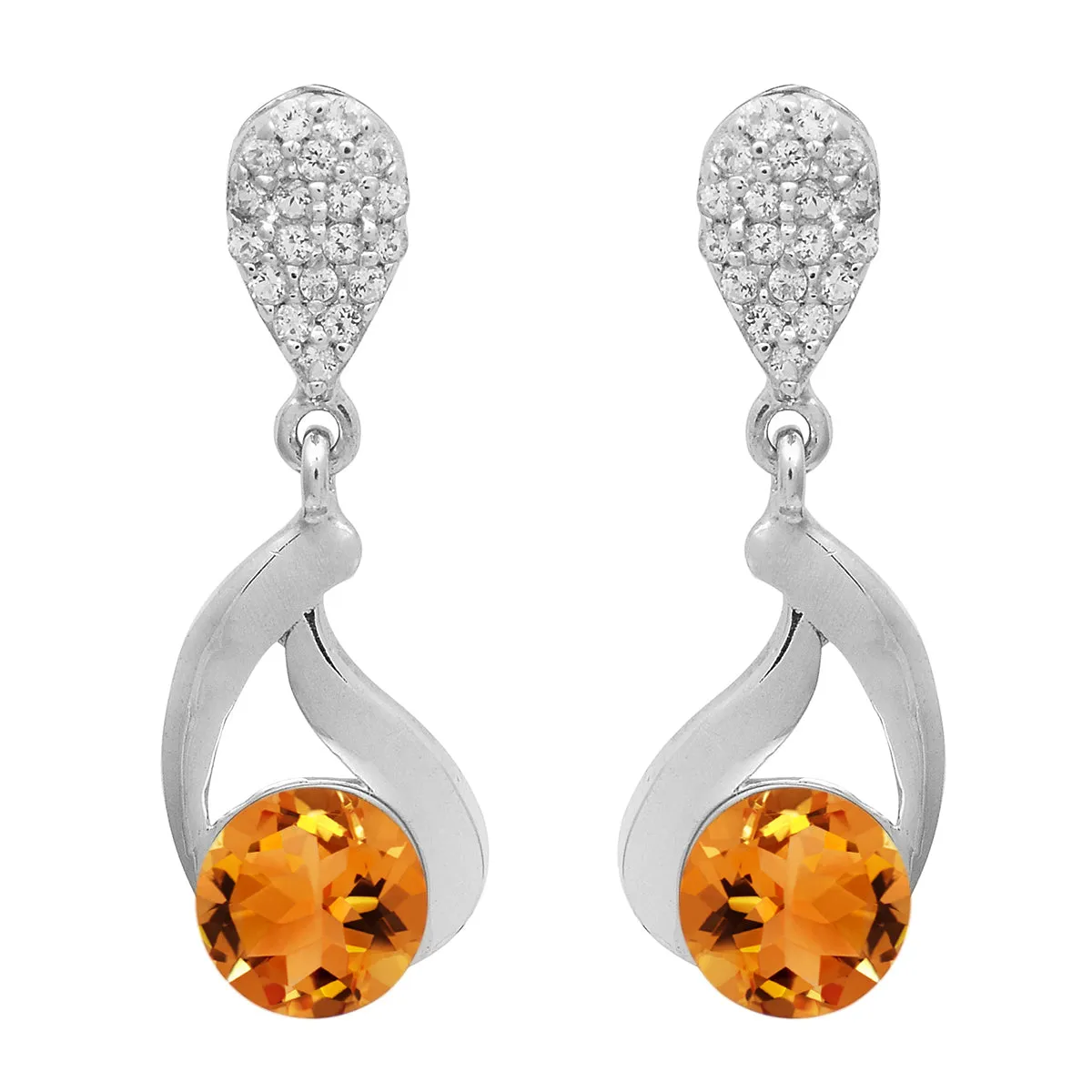 Art Deco Round Multi Choice Gemstone 925 Sterling Silver Earring