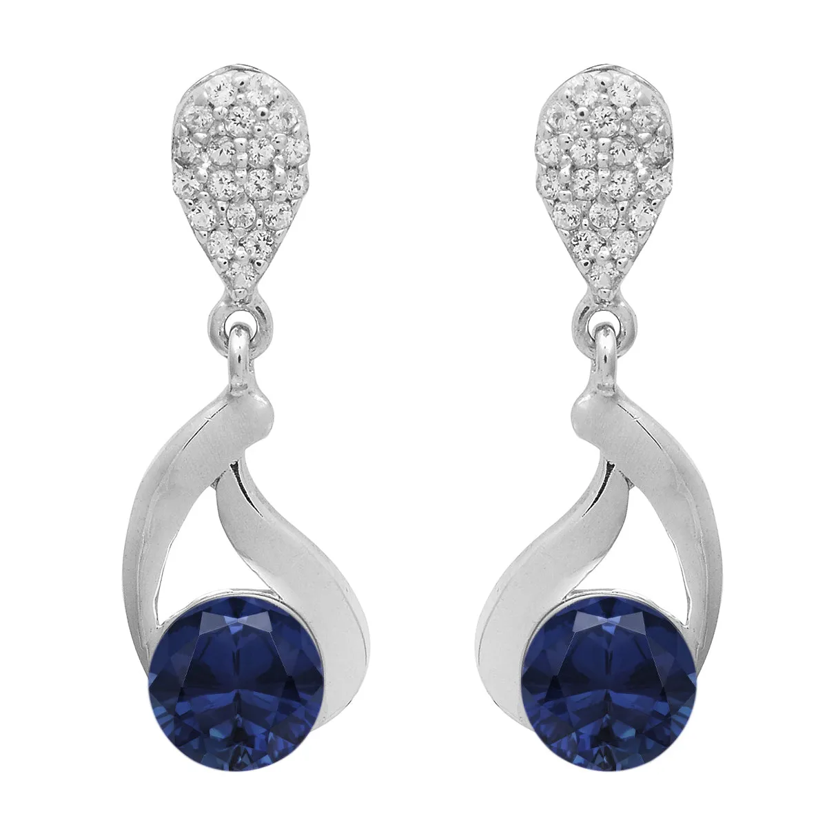 Art Deco Round Multi Choice Gemstone 925 Sterling Silver Earring