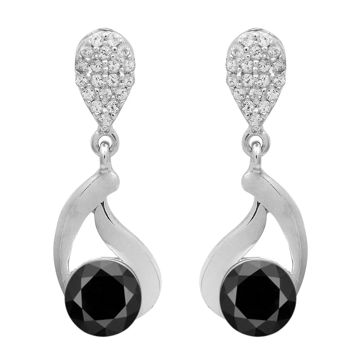 Art Deco Round Multi Choice Gemstone 925 Sterling Silver Earring