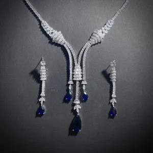 Art Deco Sapphire Silver Bridal Jewelry Set