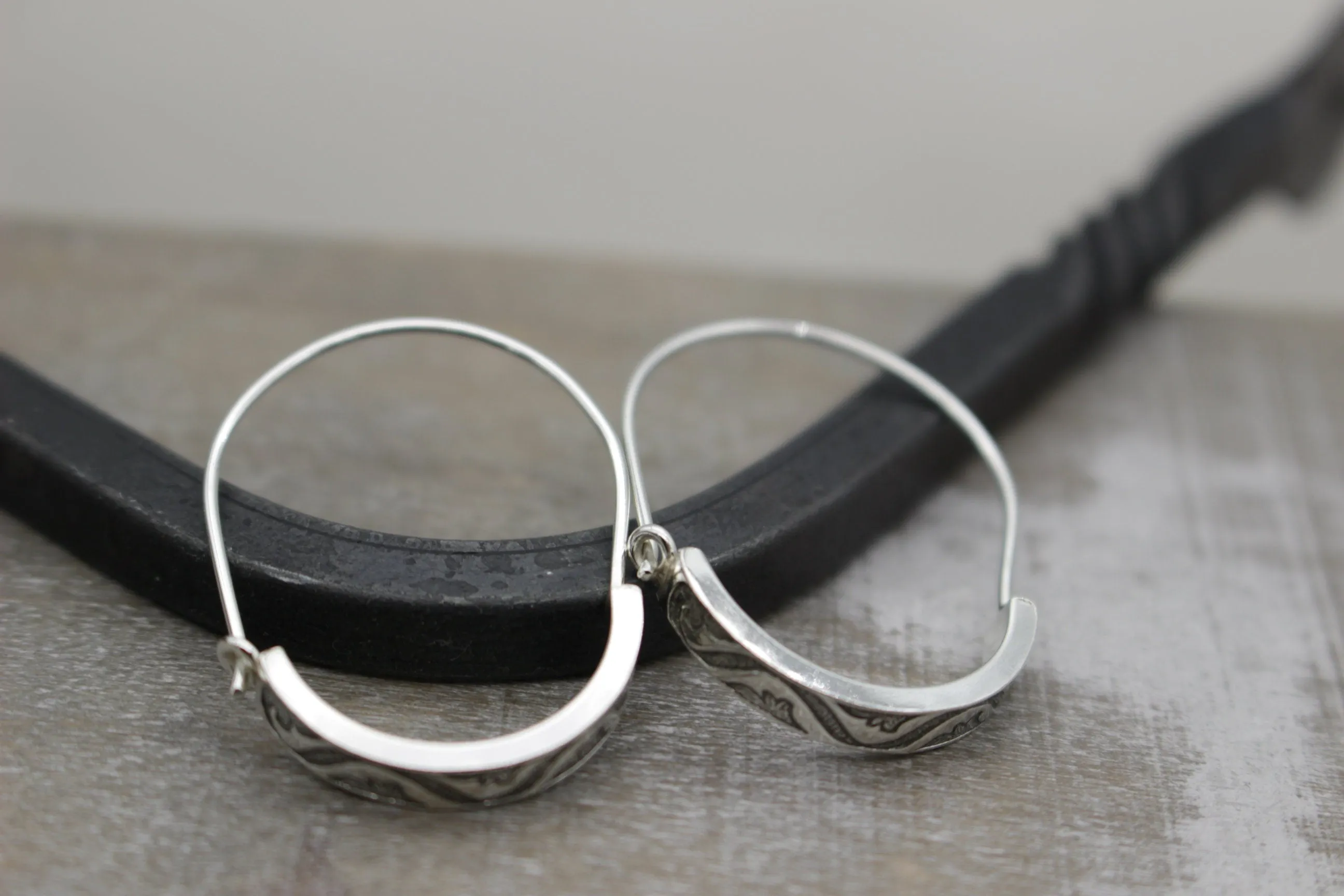 Art Deco Silver Hoop Earrings