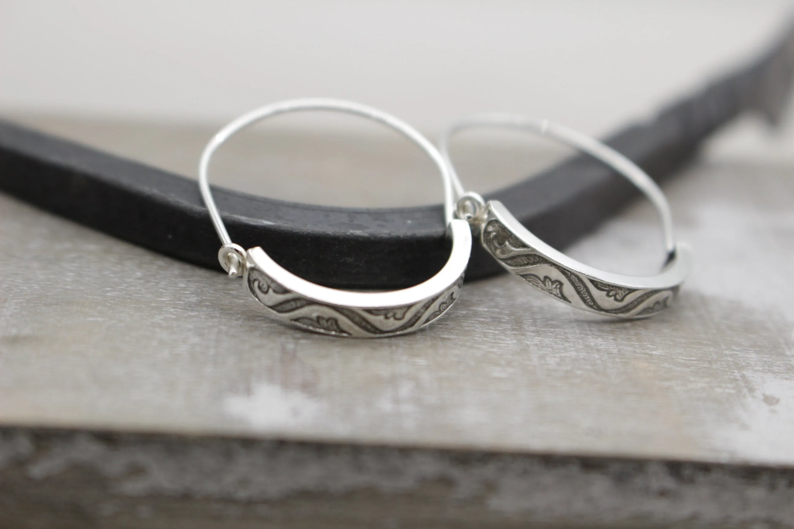 Art Deco Silver Hoop Earrings