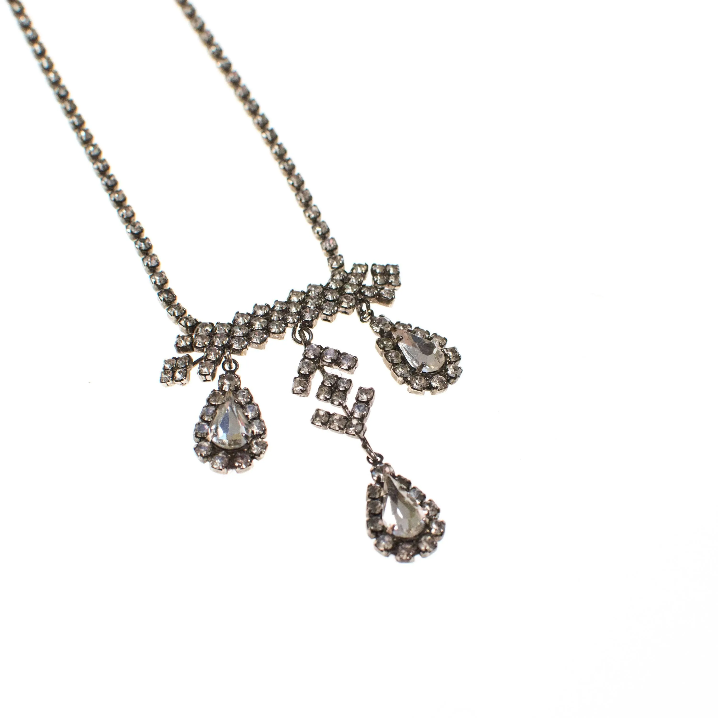 Art Deco Vintage Diamond Look Rhinestone Necklace