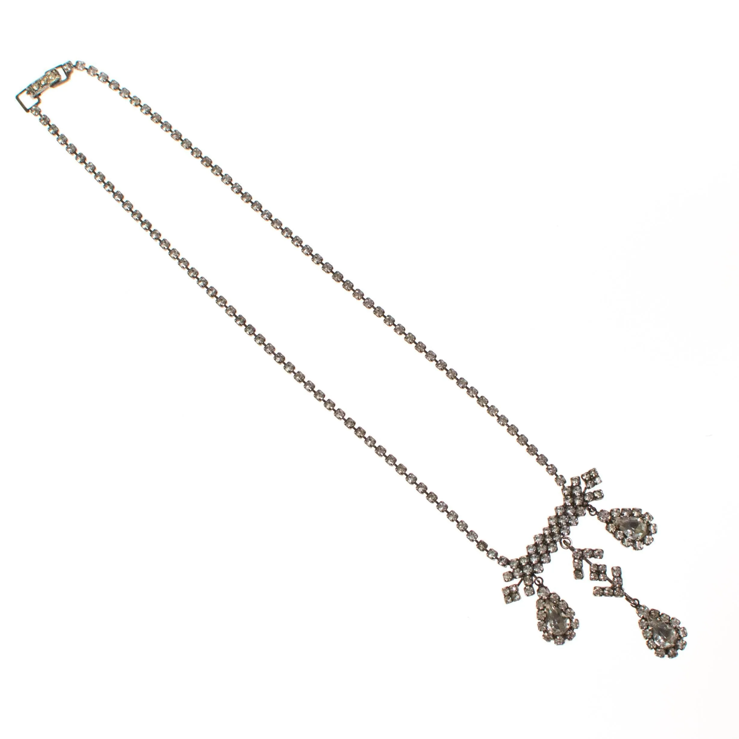 Art Deco Vintage Diamond Look Rhinestone Necklace