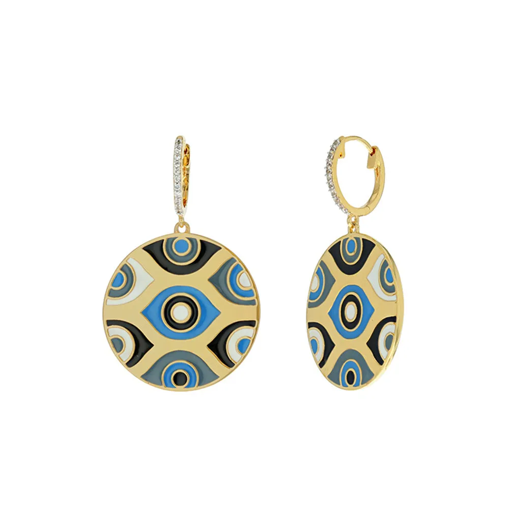 Athena Evil Eye Earrings - Blue