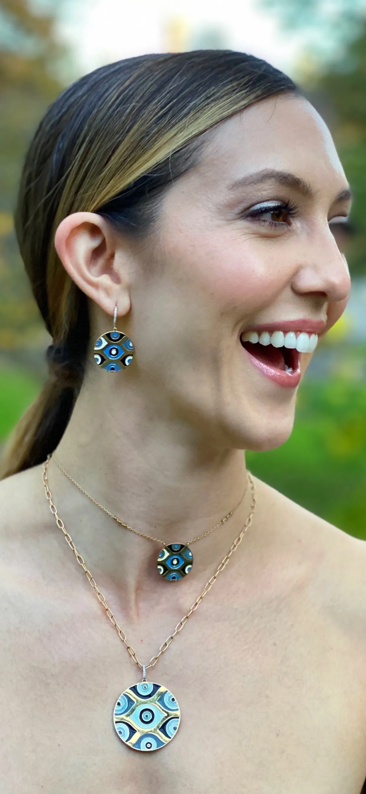 Athena Evil Eye Earrings - Blue