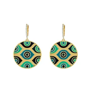 Athena Evil Eye Earrings - Green