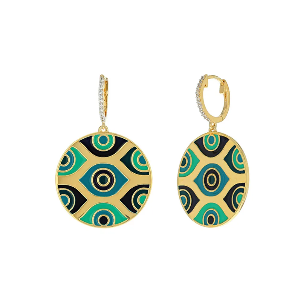 Athena Evil Eye Earrings - Green