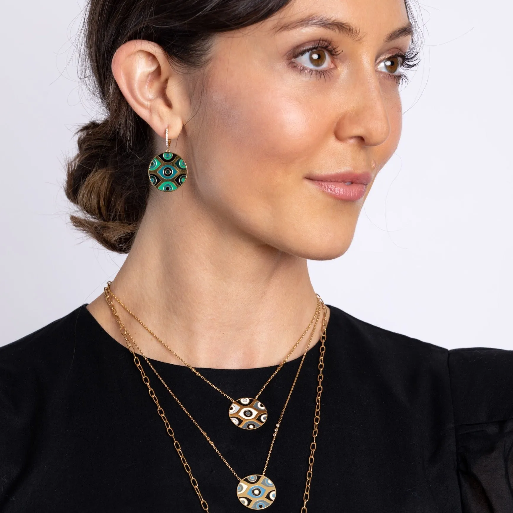 Athena Evil Eye Earrings - Green