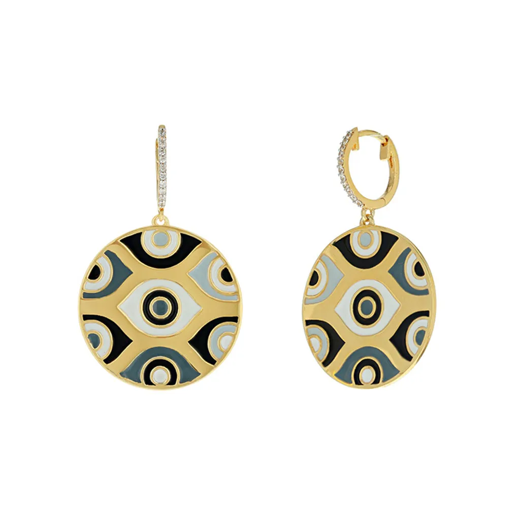 Athena Evil Eye Earrings - White
