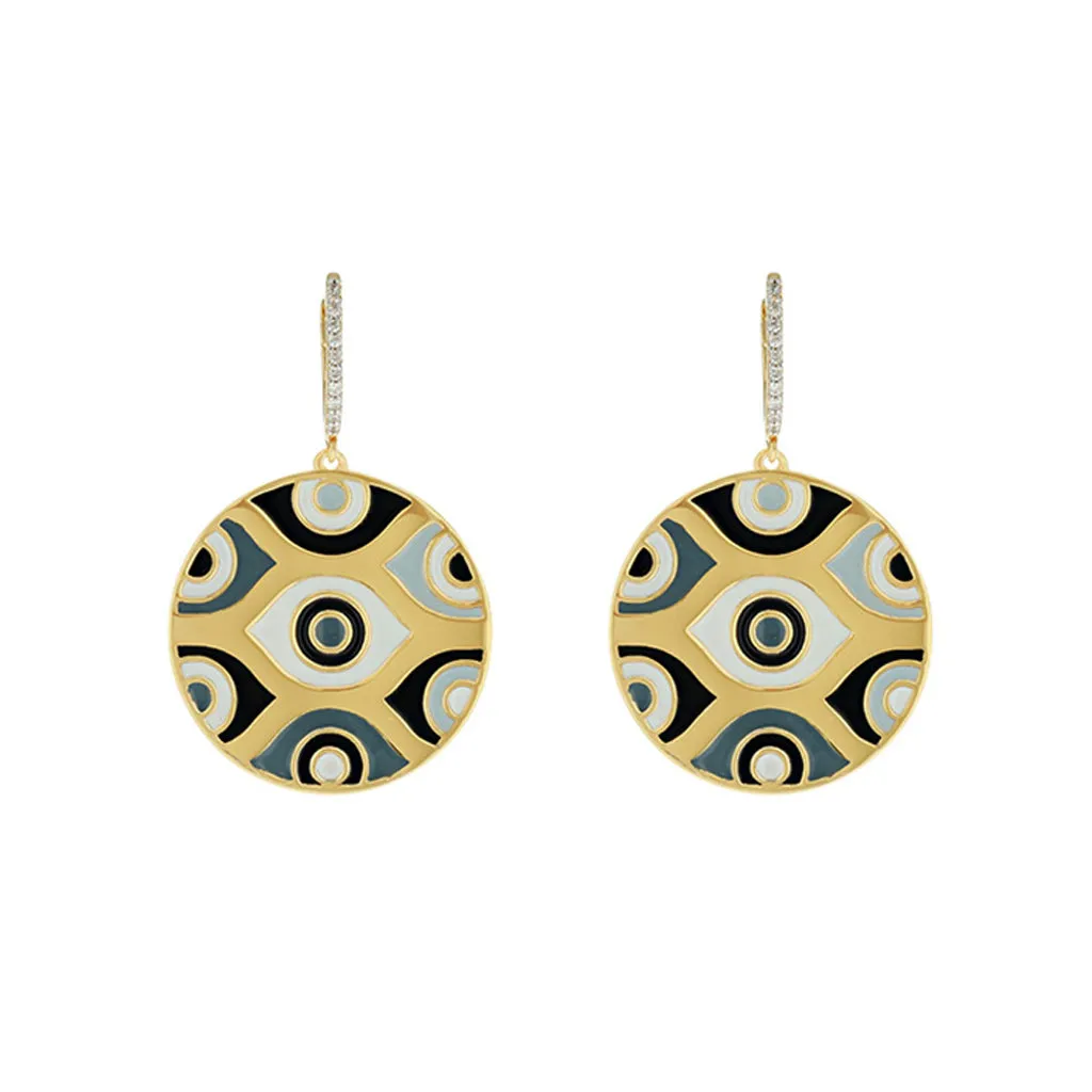 Athena Evil Eye Earrings - White