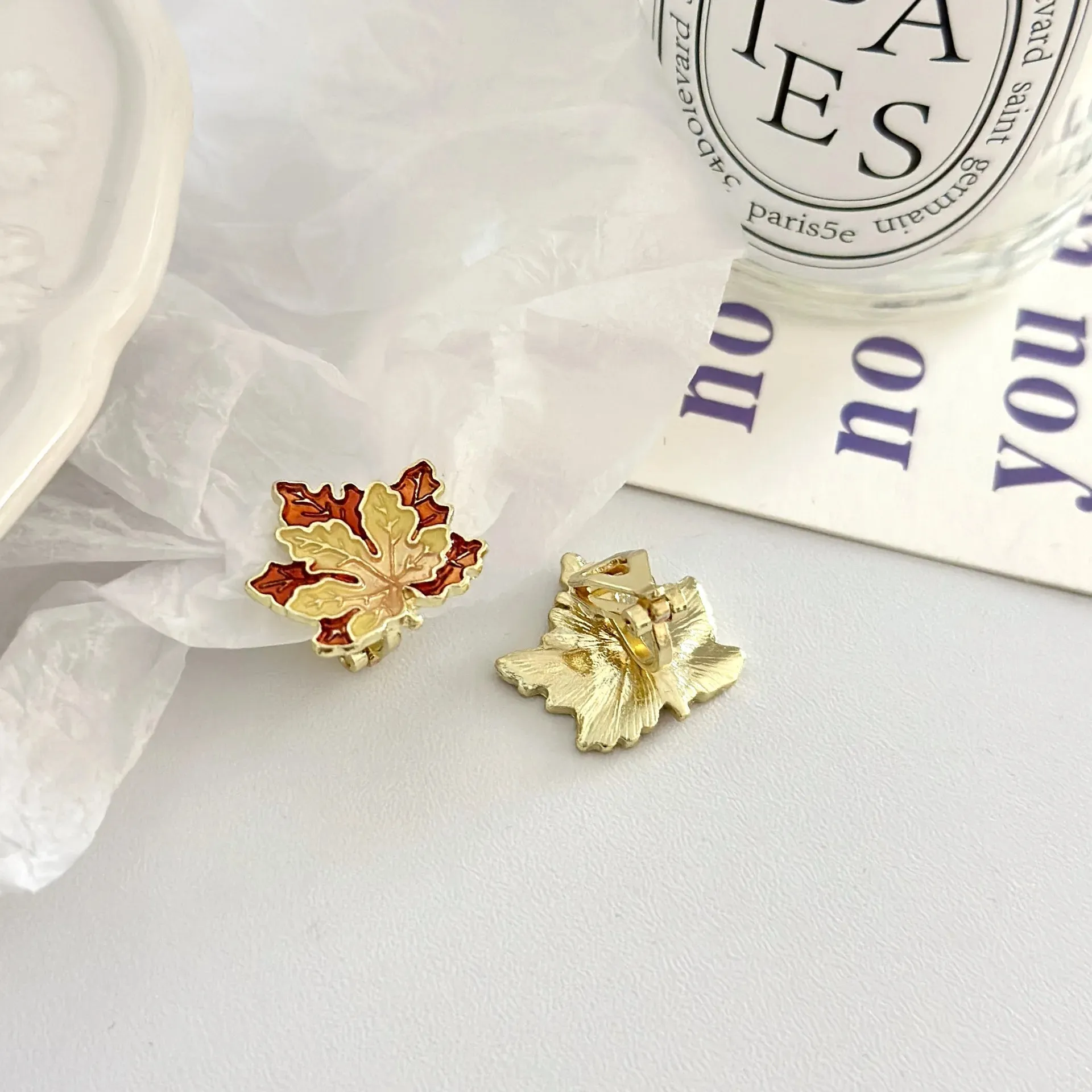 Autumn Leaf Clip on Earrings