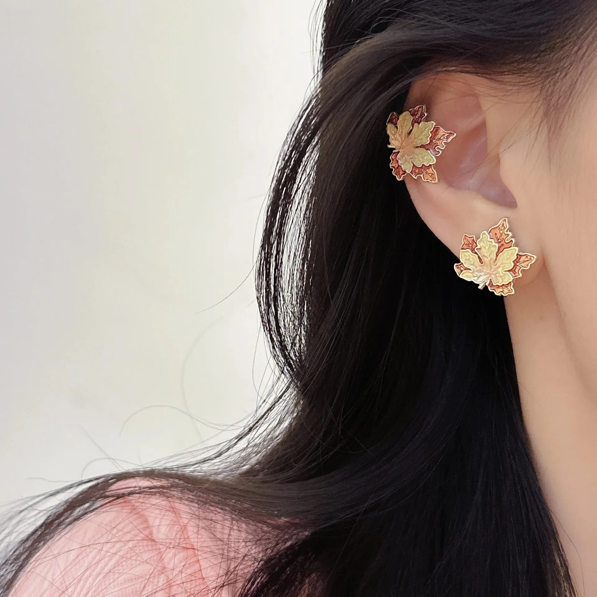 Autumn Leaf Clip on Earrings
