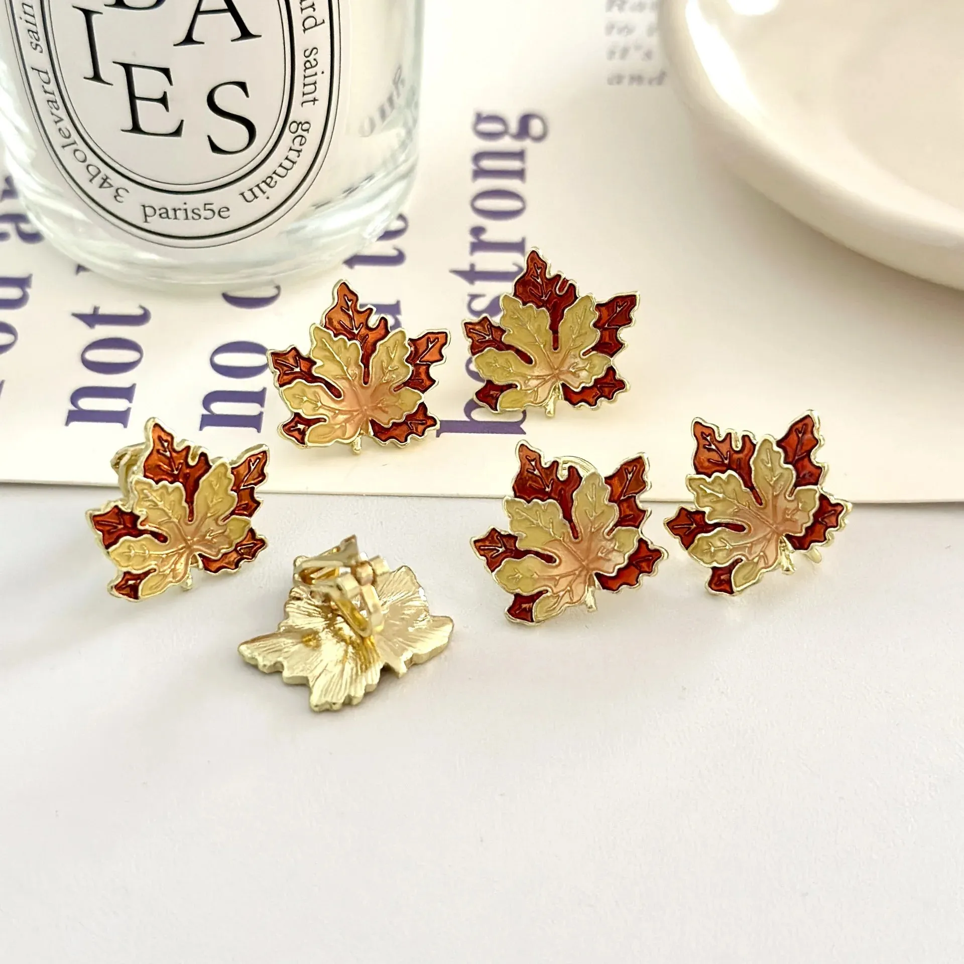 Autumn Leaf Clip on Earrings