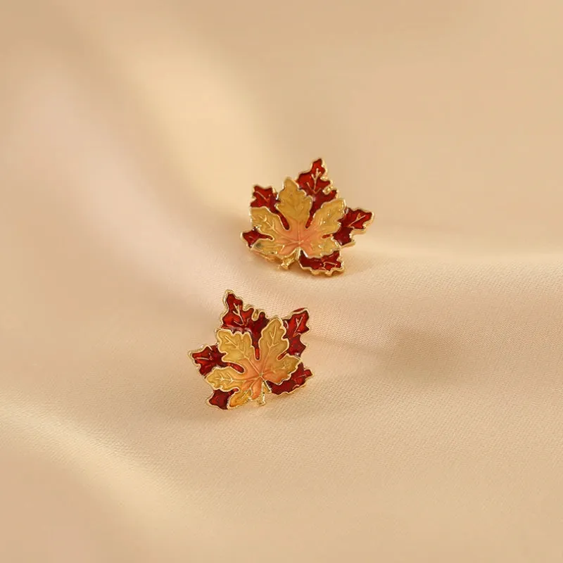 Autumn Leaf Clip on Earrings
