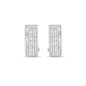 Baguette Diamond Omega Clip On Earrings