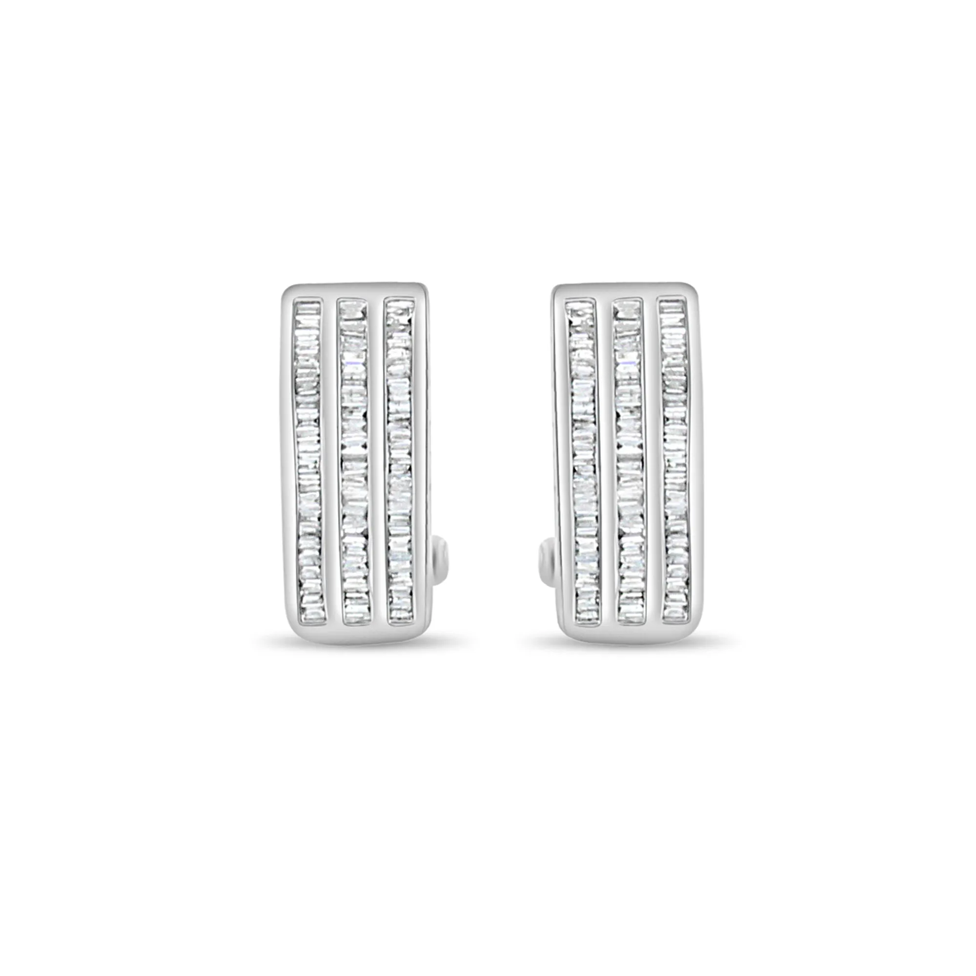 Baguette Diamond Omega Clip On Earrings