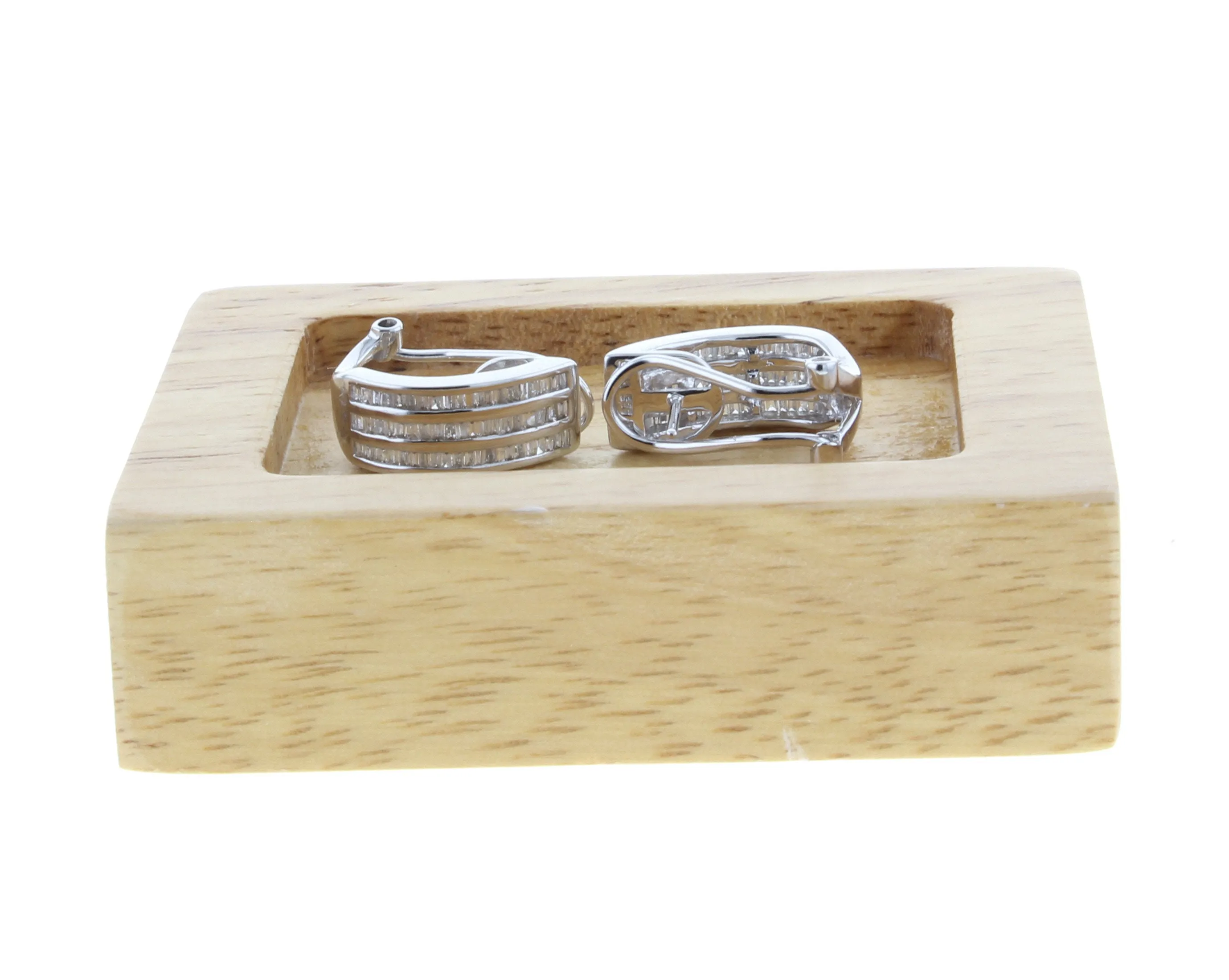 Baguette Diamond Omega Clip On Earrings