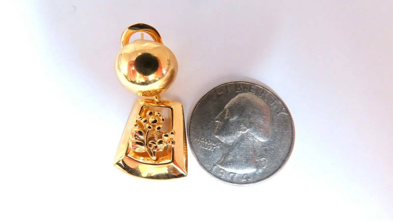 Ball Dome Dangle Deco Earrings 14kt Gold