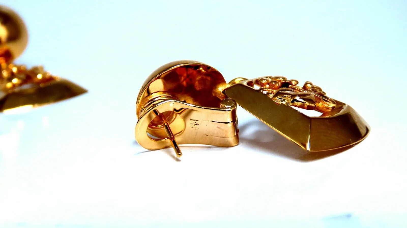 Ball Dome Dangle Deco Earrings 14kt Gold
