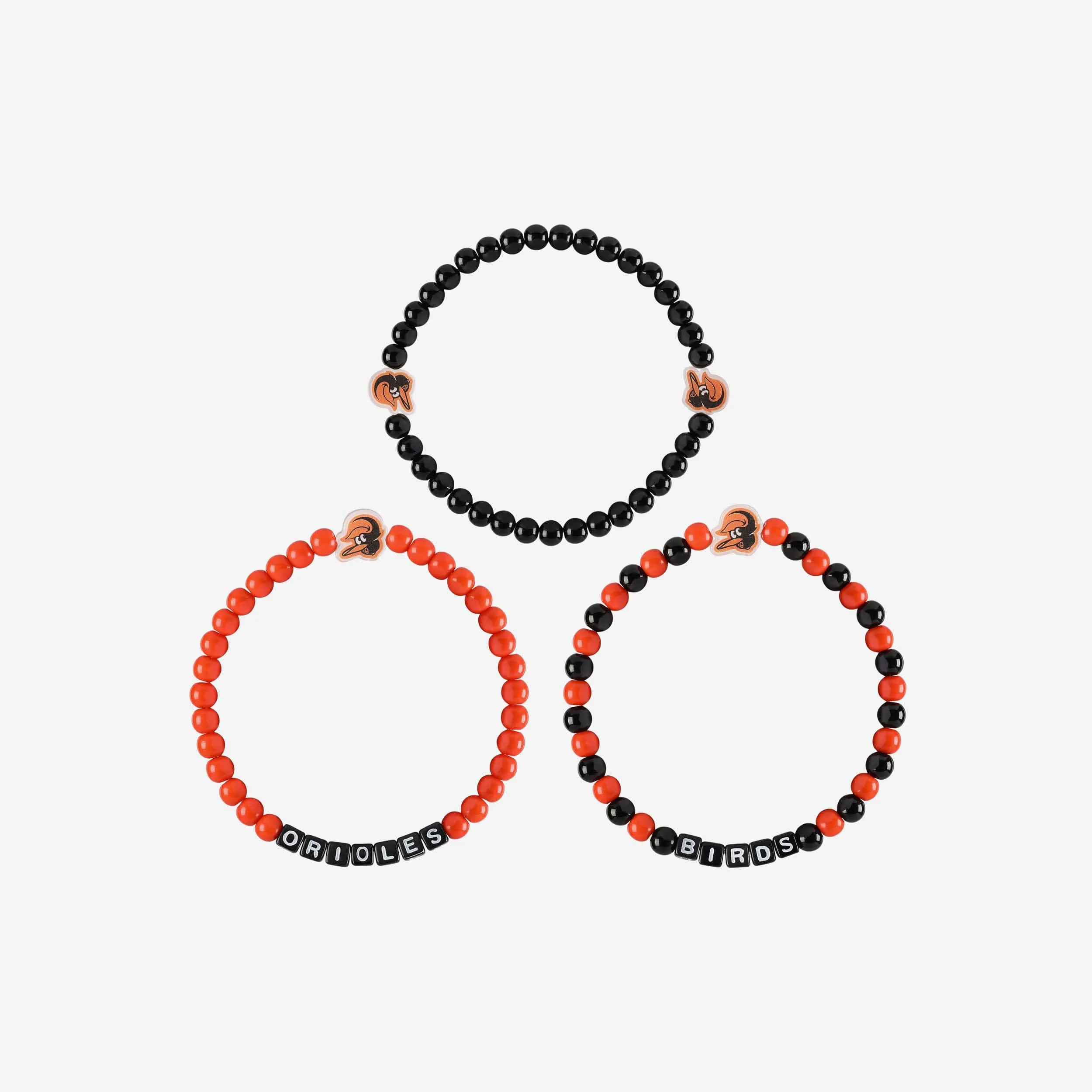 Baltimore Orioles 3 Pack Beaded Friendship Bracelet