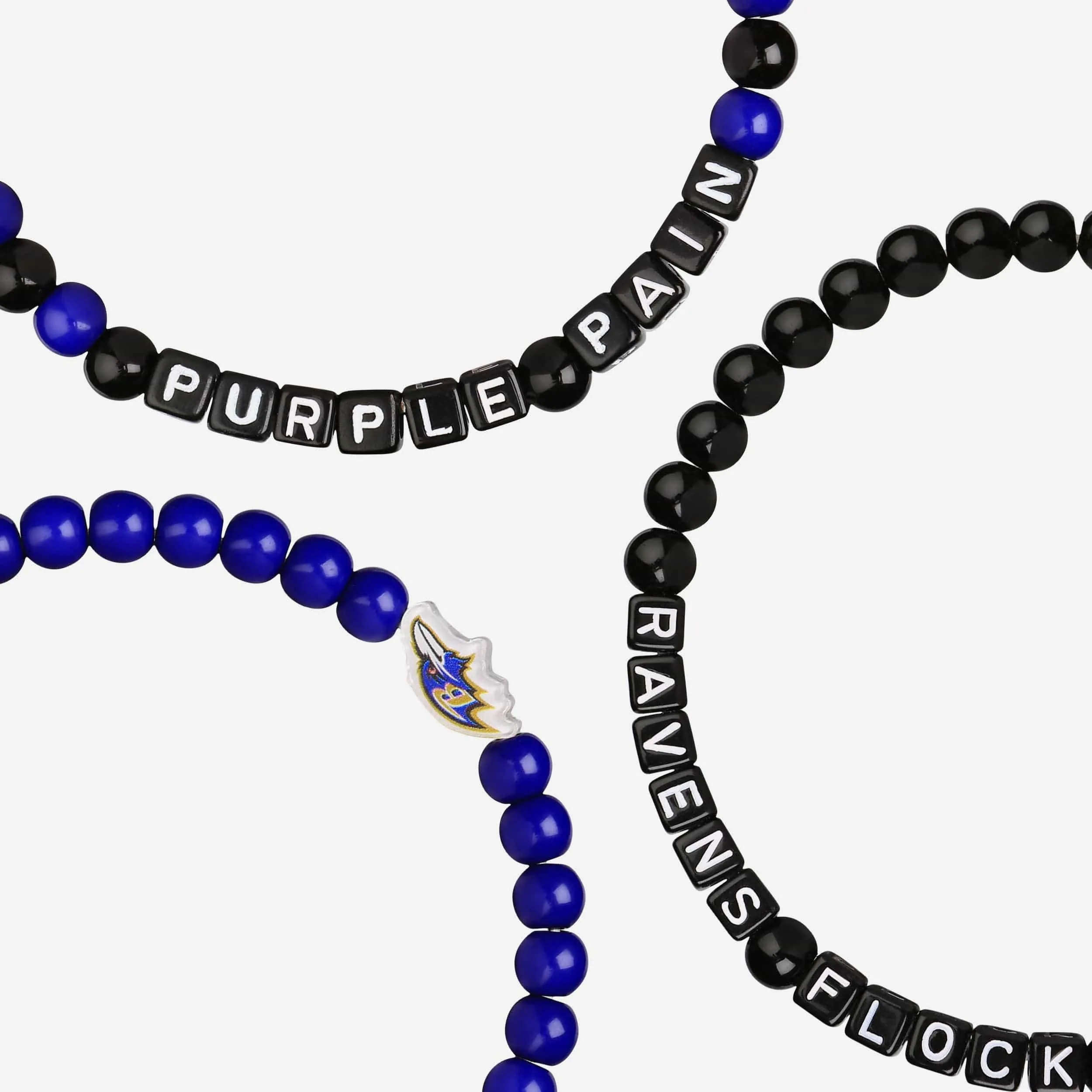 Baltimore Ravens 3 Pack Beaded Friendship Bracelet