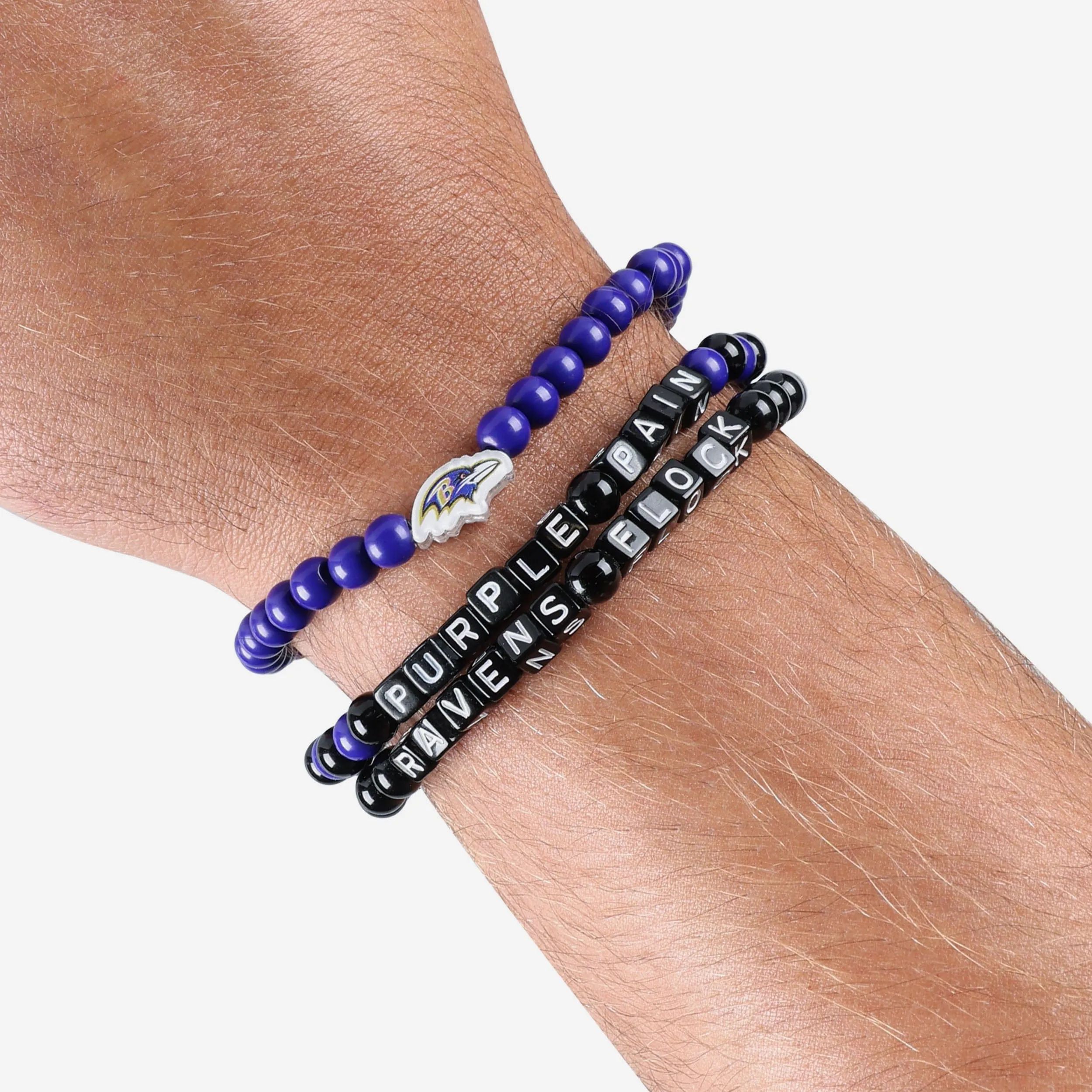 Baltimore Ravens 3 Pack Beaded Friendship Bracelet