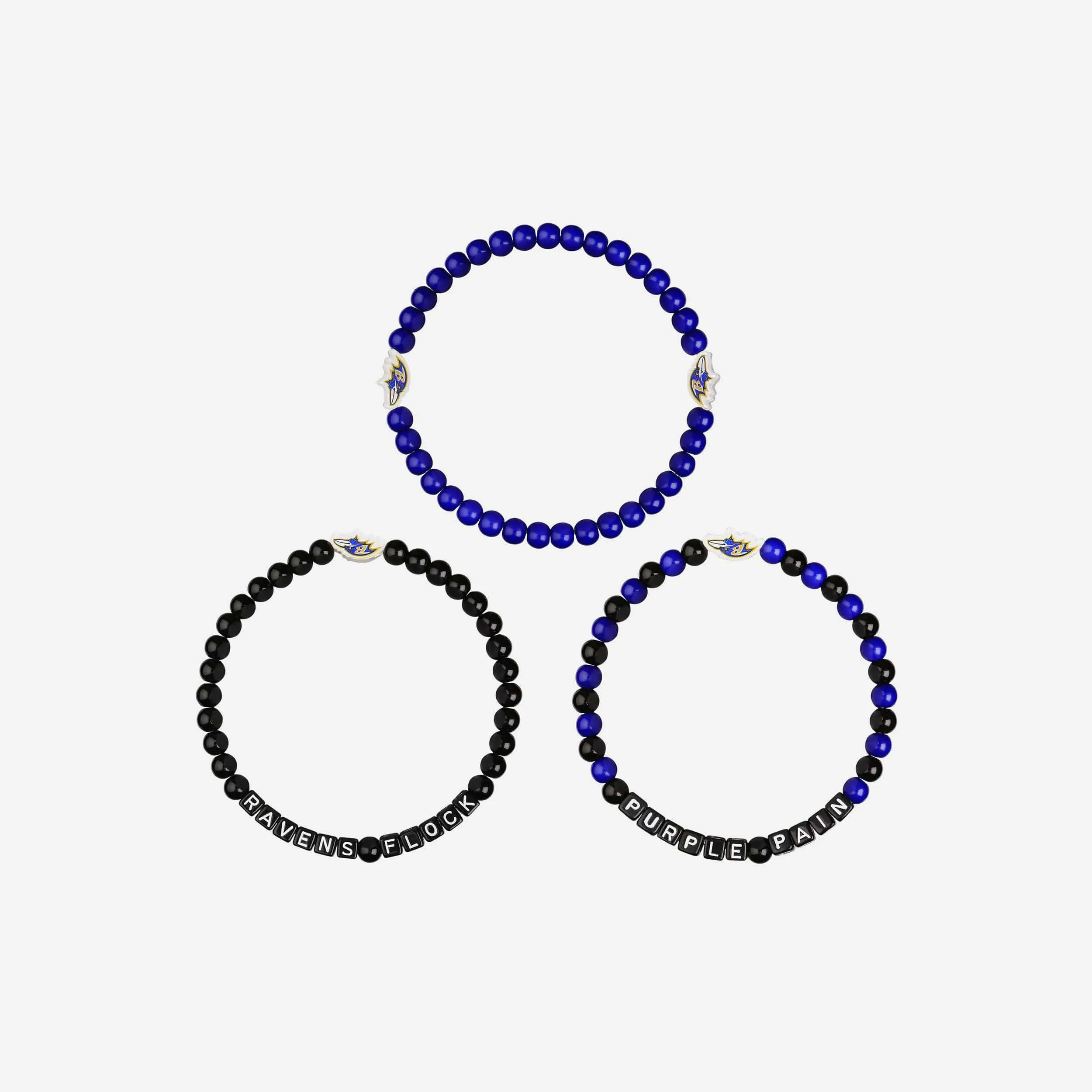 Baltimore Ravens 3 Pack Beaded Friendship Bracelet