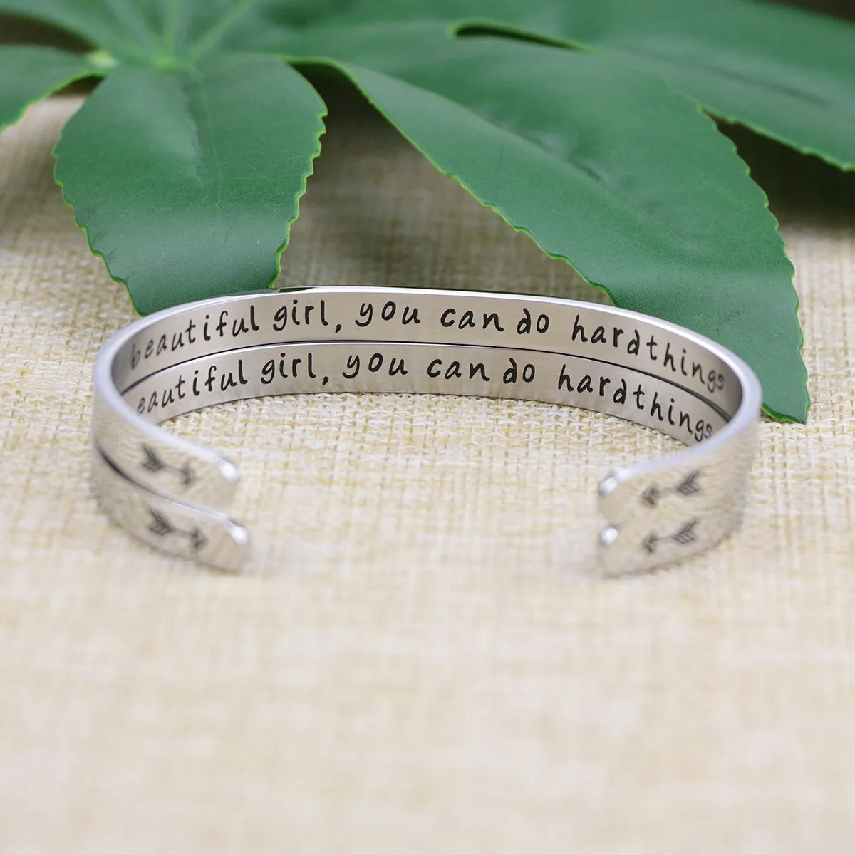 Beautiful Girl You Can Do Hard Things Set of 2 Bracelets