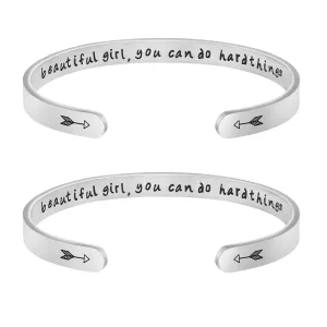 Beautiful Girl You Can Do Hard Things Set of 2 Bracelets