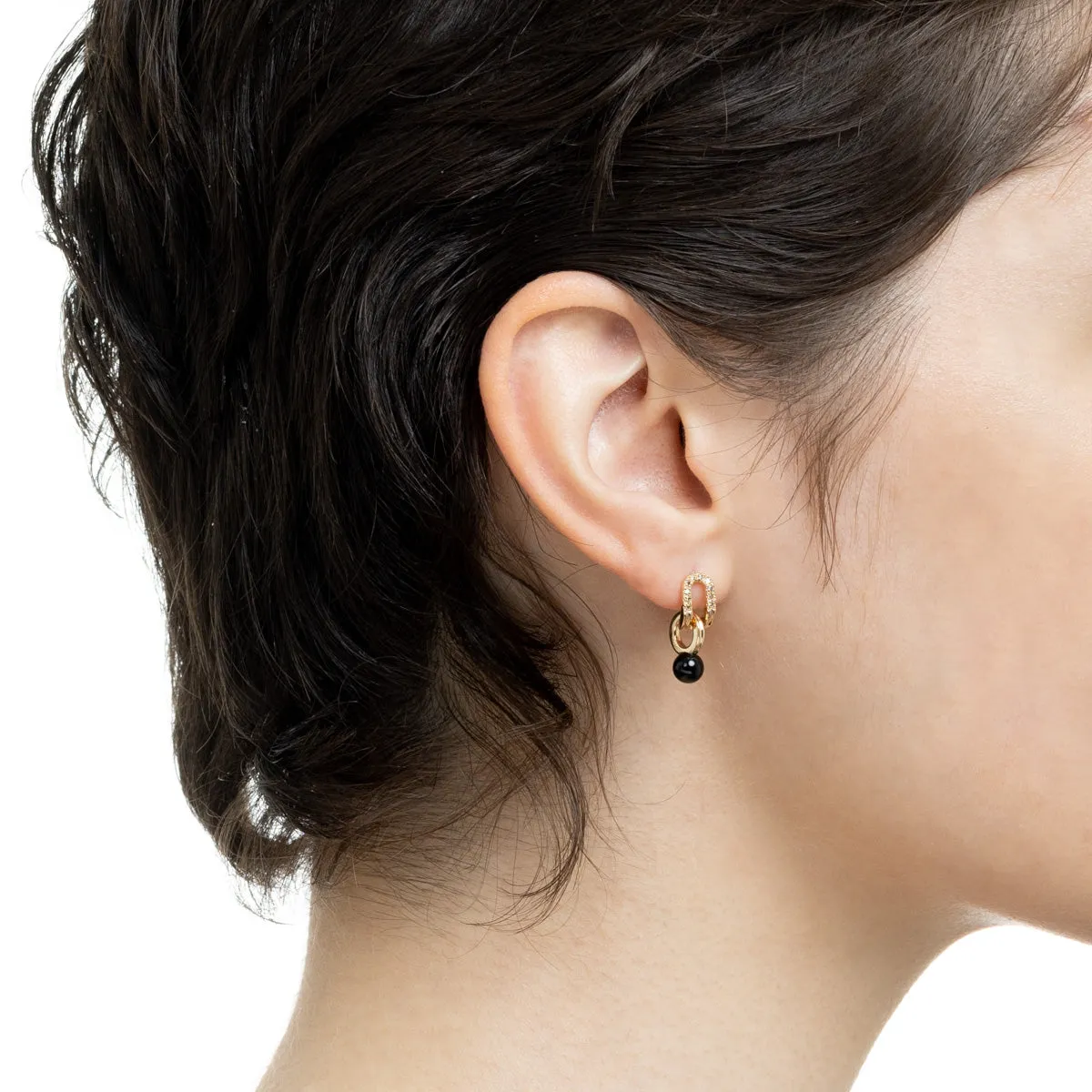 BELUGA Oblong Diamond Onyx Earring