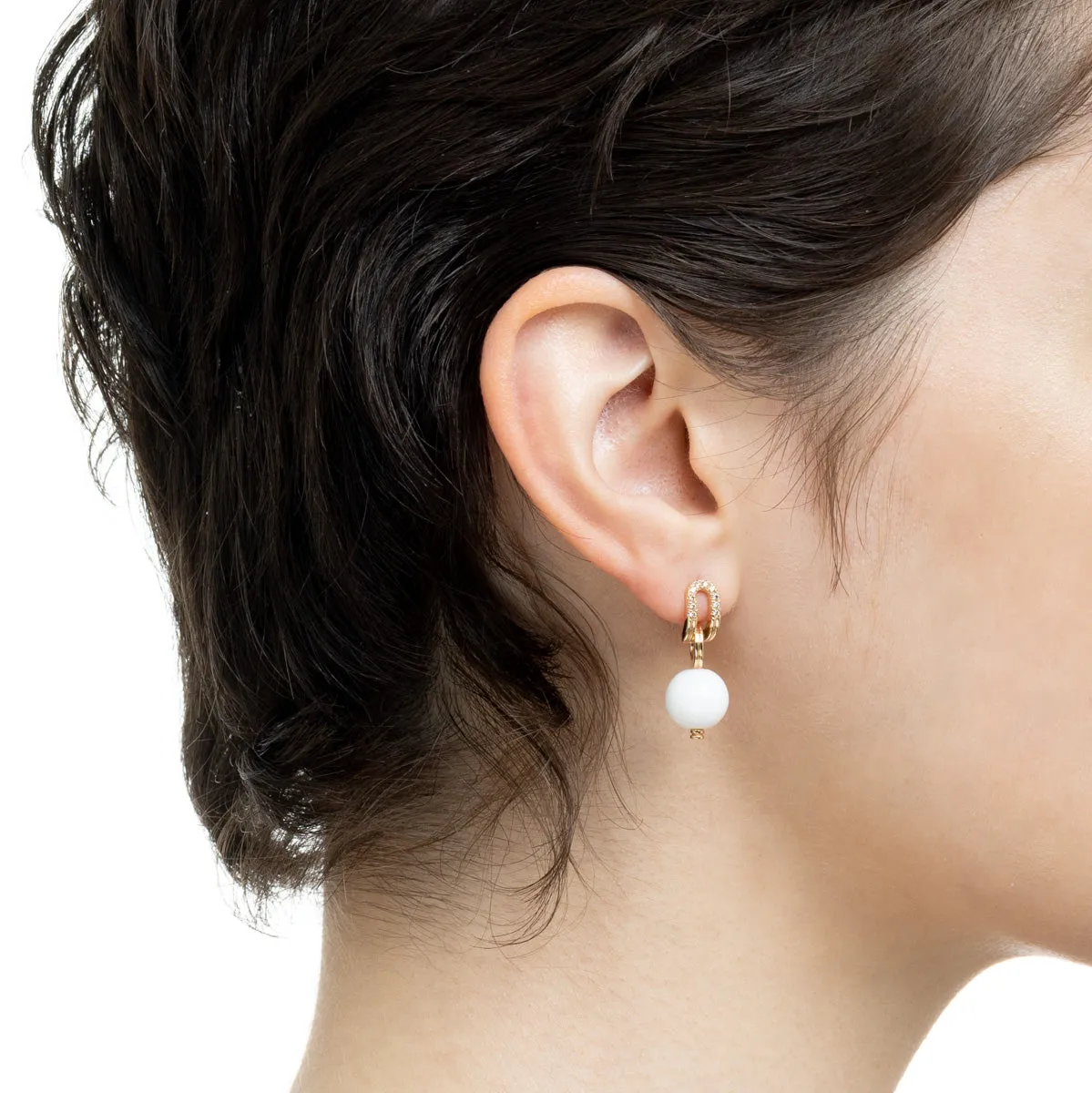 BELUGA Oblong Diamond White Agate Earring