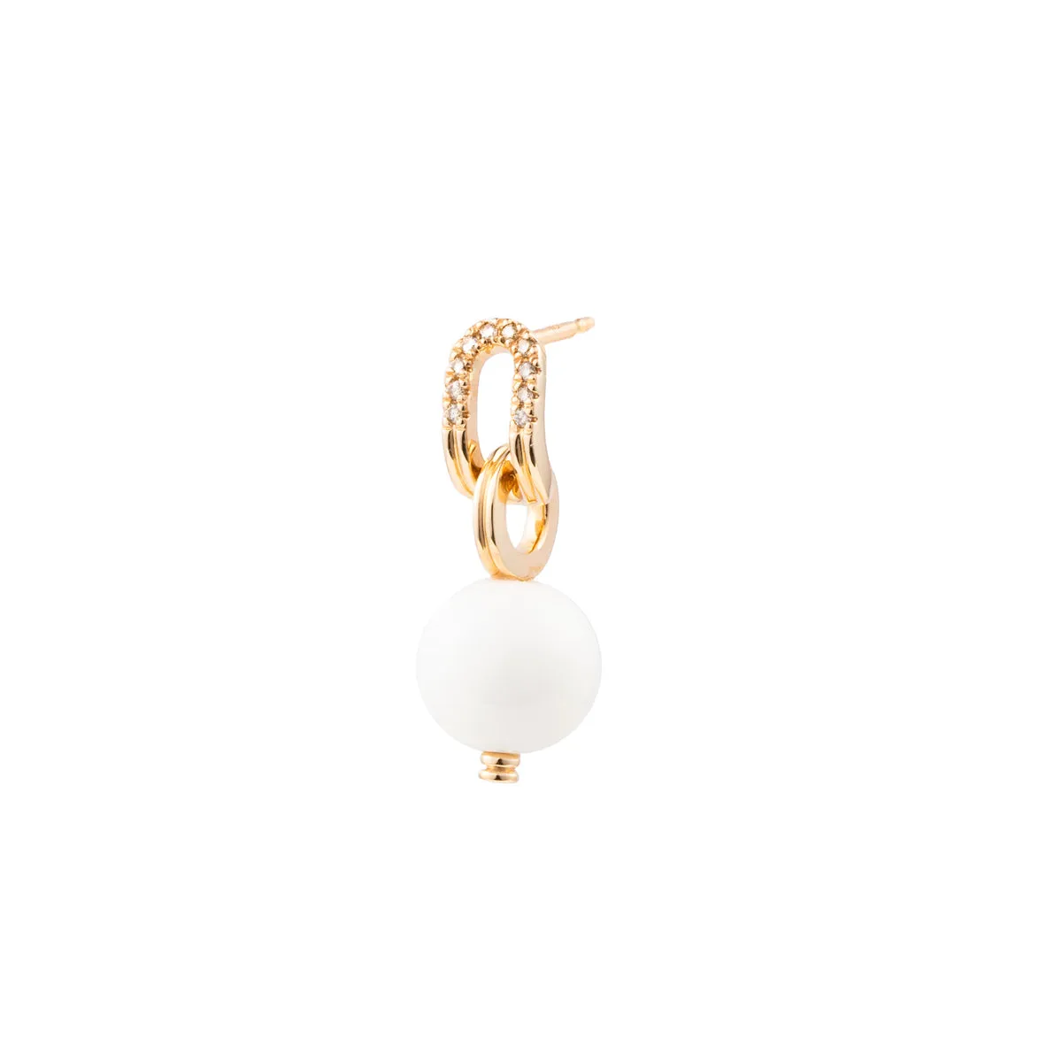 BELUGA Oblong Diamond White Agate Earring