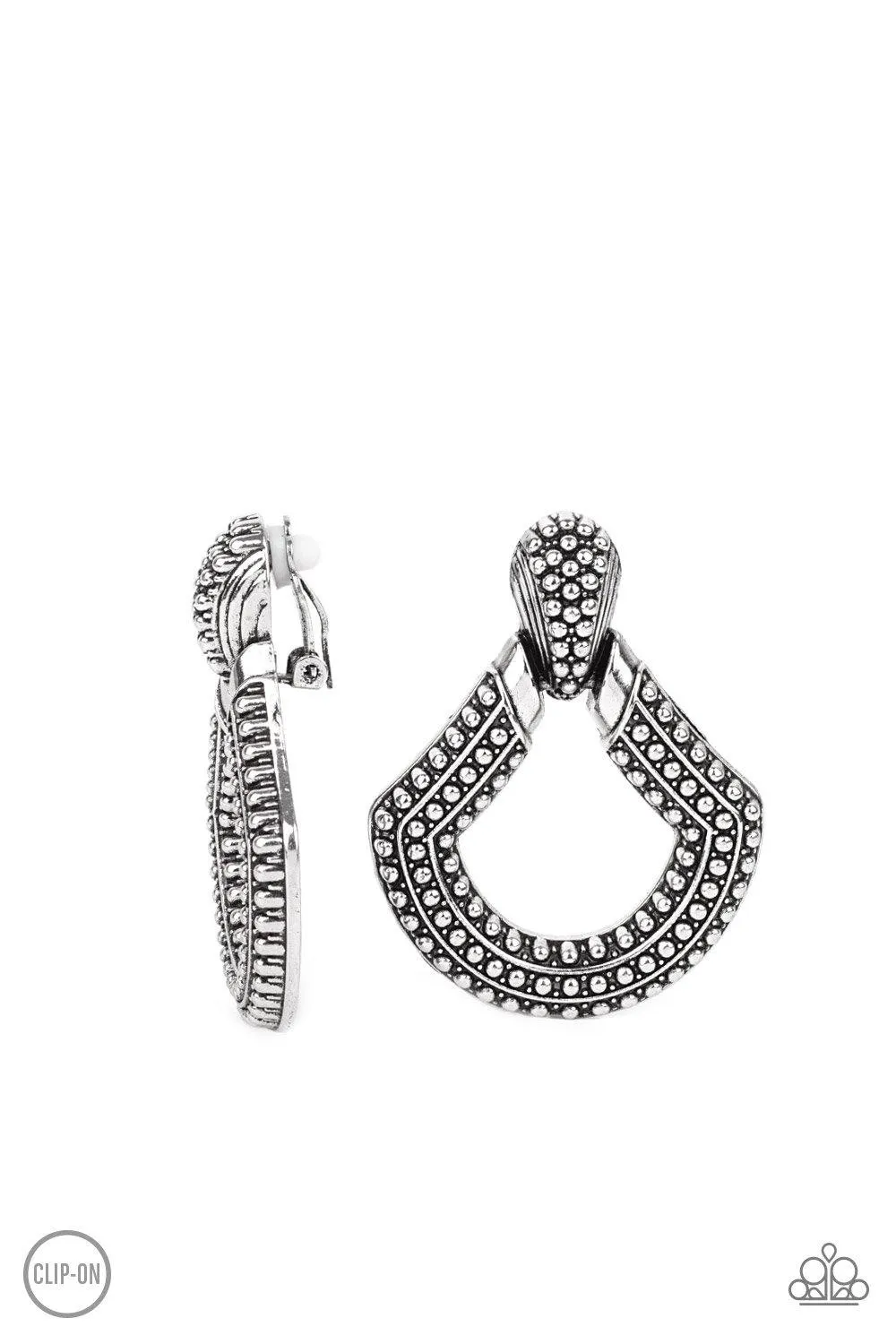 Better Buckle Up Silver
Clip-On Earrings Paparazzi