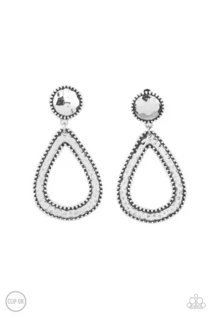 Beyond the Borders Silver Paparazzi Clip-On Earrings