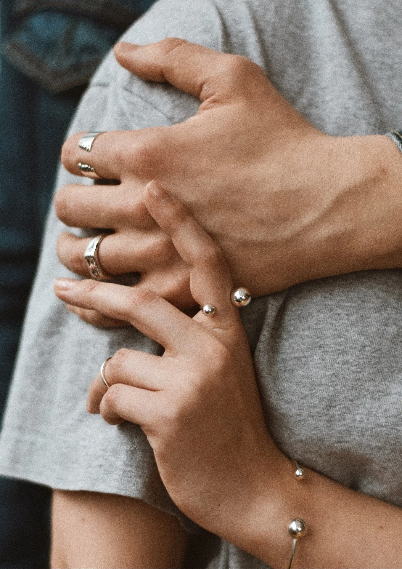 Big Bomb Bracelet and Big Bomb Multisize Ring Duo Silver