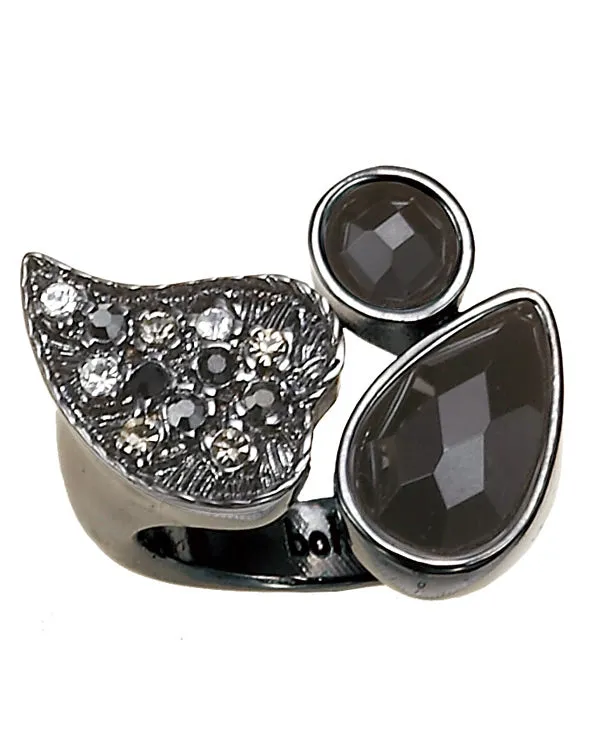 BLACK AND WHITE CRYSTAL ADJUSTABLE UP TO SIZE 6  RINGS #306BK5101 (5D4/5F8)