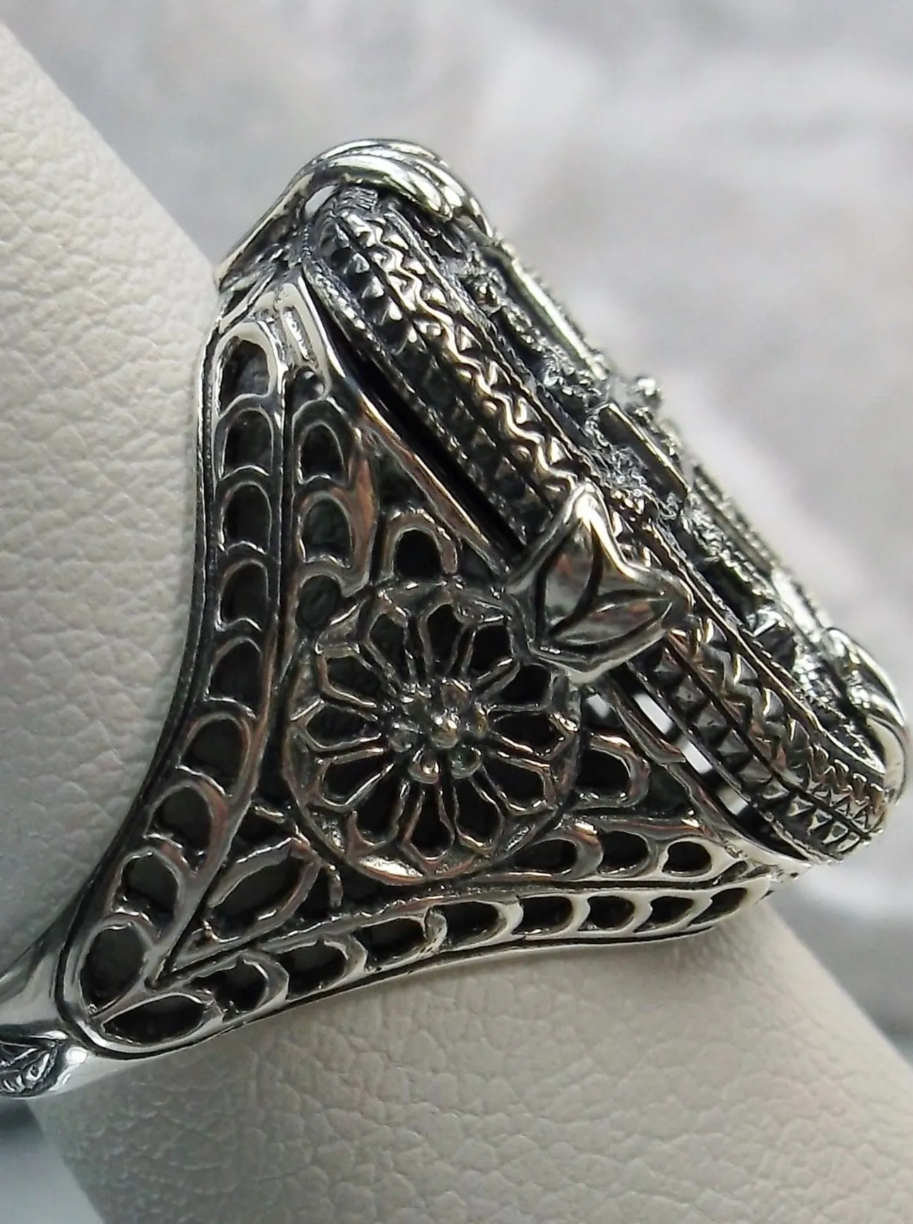 Black Camphor Glass Ring or Jewelry Set, Camphor Glass & Inset Gem, Art Deco Jewelry #S203