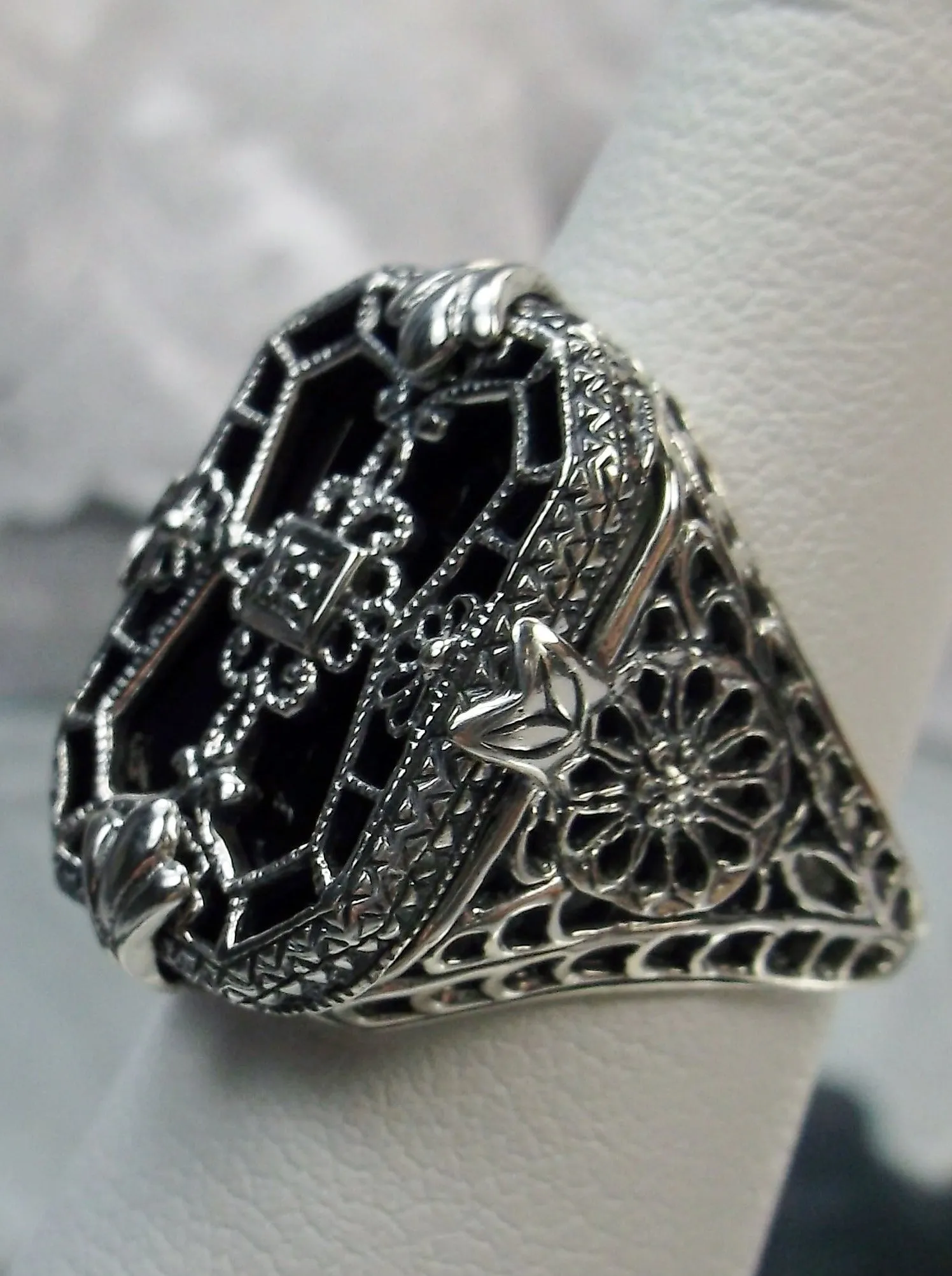 Black Camphor Glass Ring or Jewelry Set, Camphor Glass & Inset Gem, Art Deco Jewelry #S203