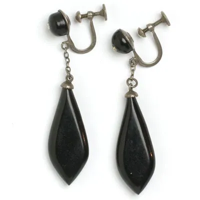 Black Dangling Earrings with Diamantés