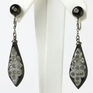 Black Dangling Earrings with Diamantés