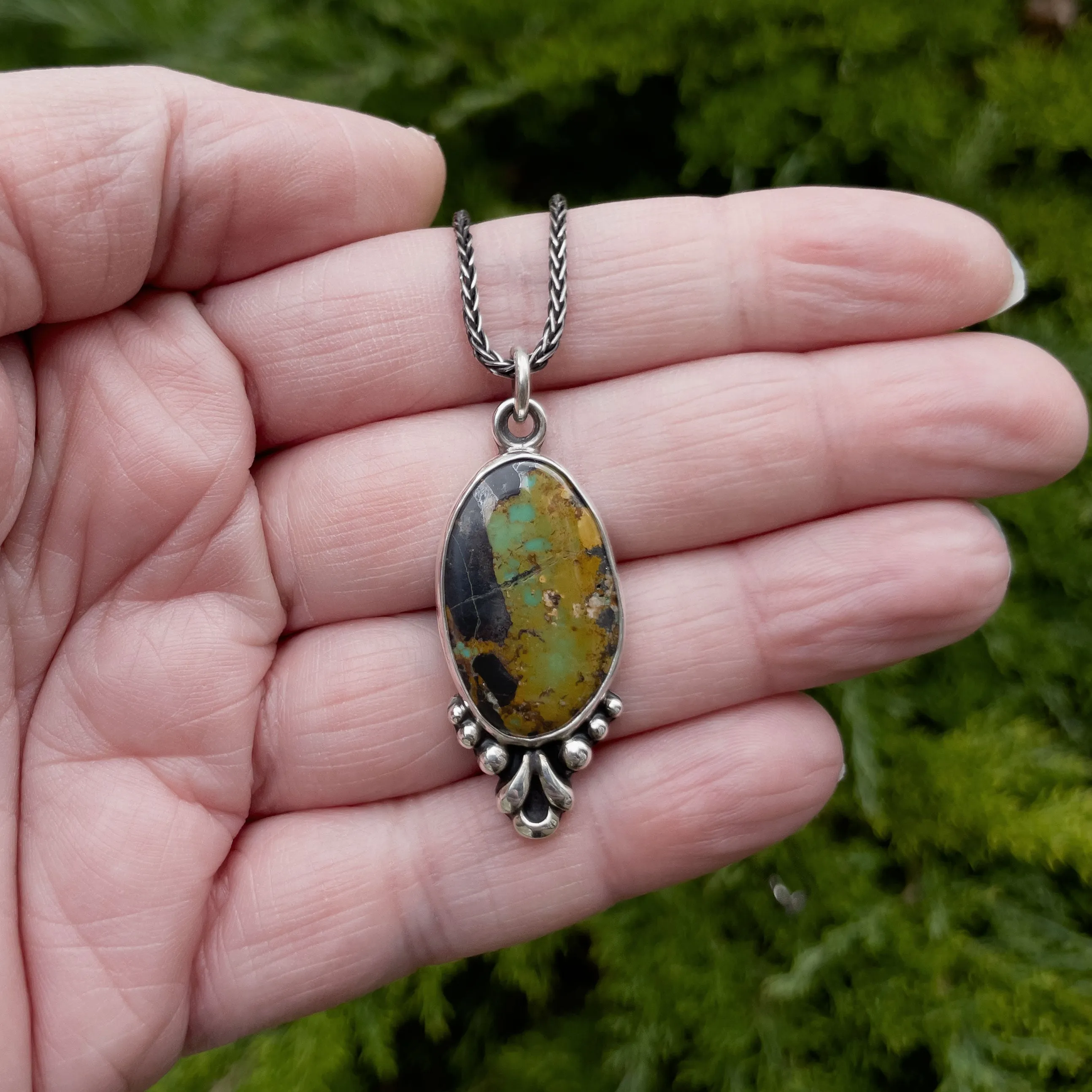 Blackjack Turquoise Pendant Necklace in Sterling Silver