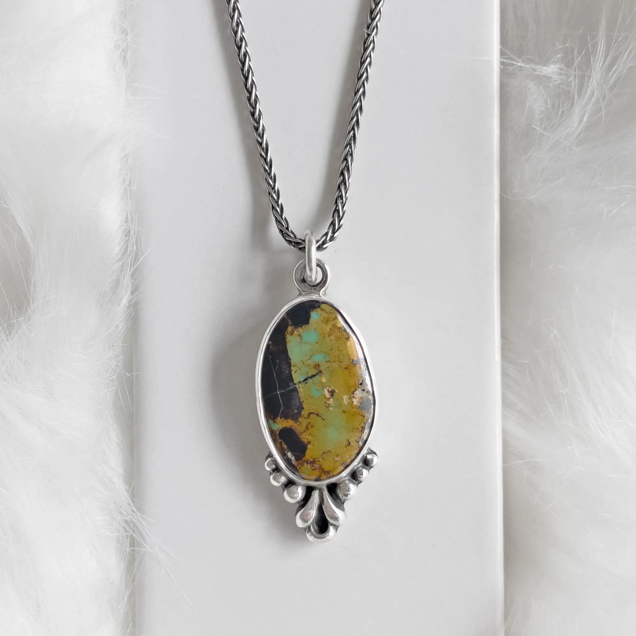 Blackjack Turquoise Pendant Necklace in Sterling Silver