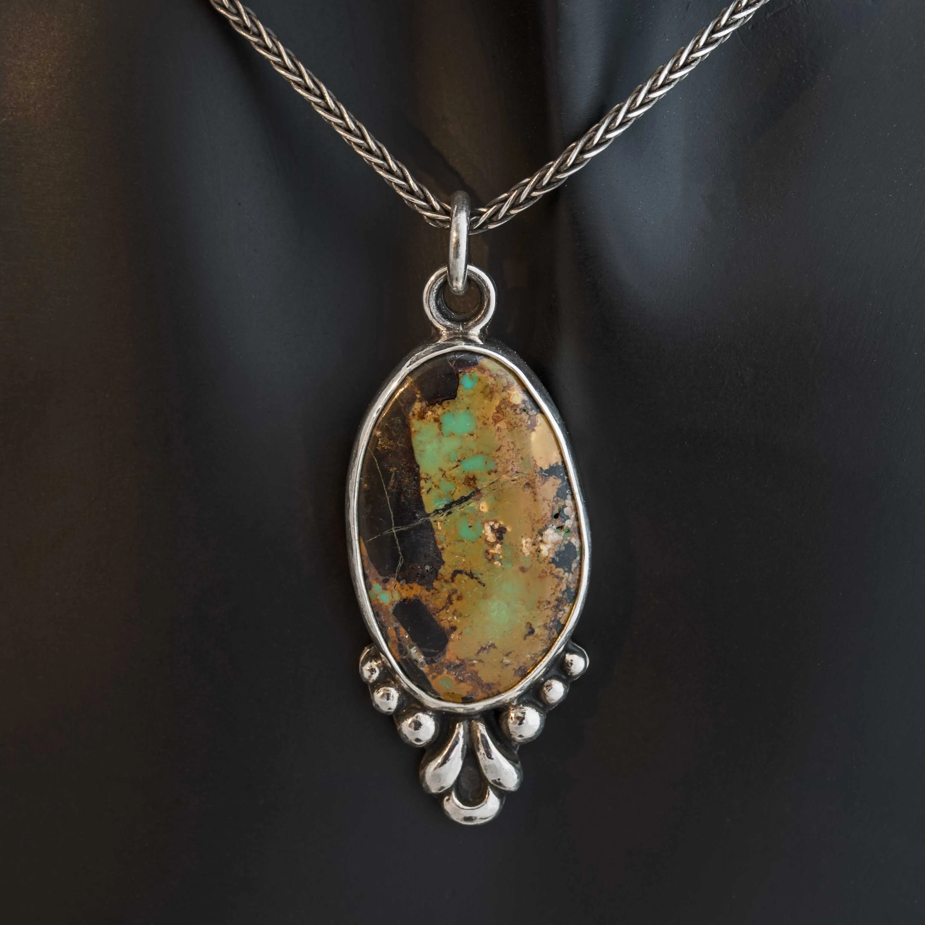 Blackjack Turquoise Pendant Necklace in Sterling Silver