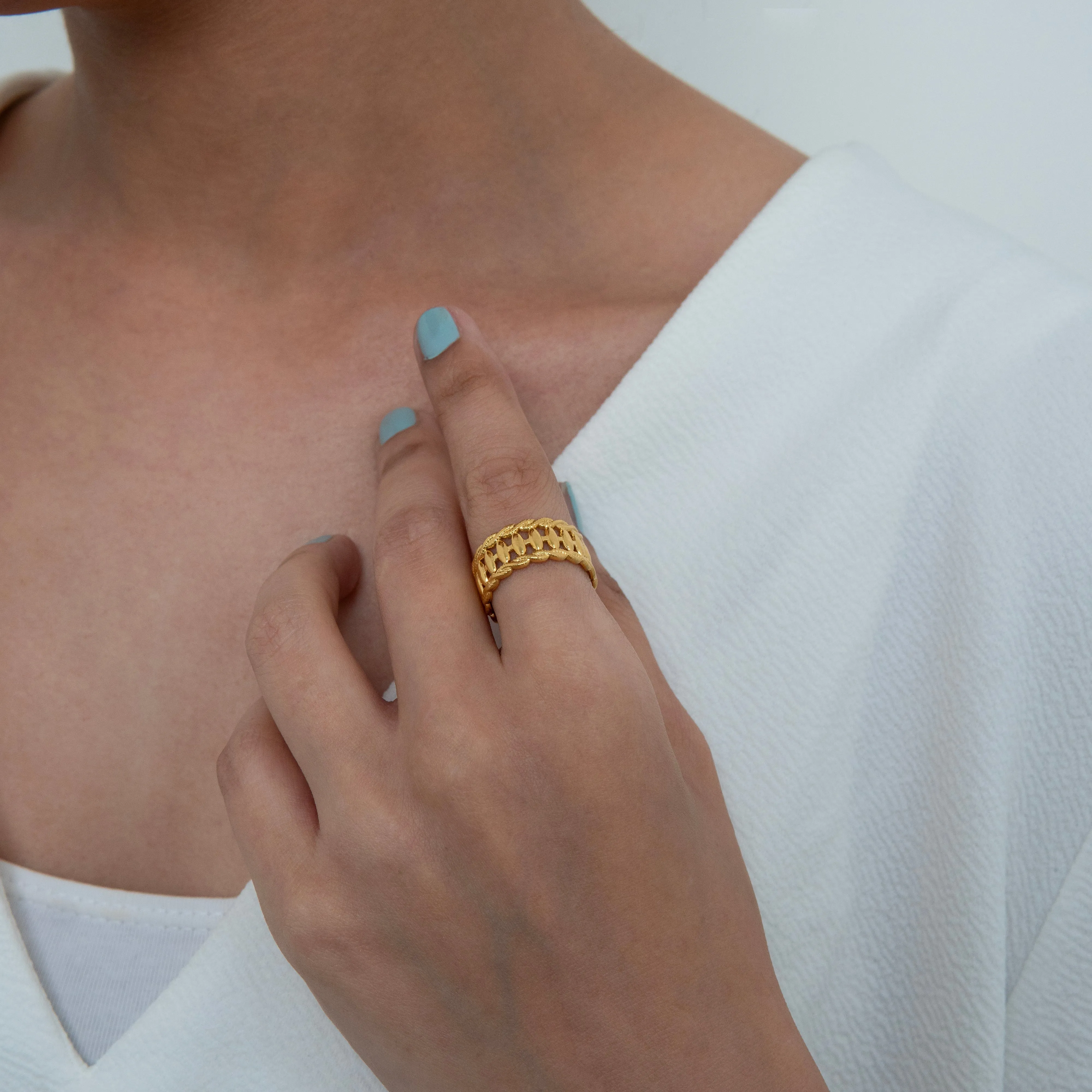 Bling Mess Adjustable Ring Gold Plated